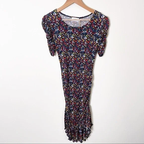 NWT Tanya Taylor Black Floral Ruched Effie Dress